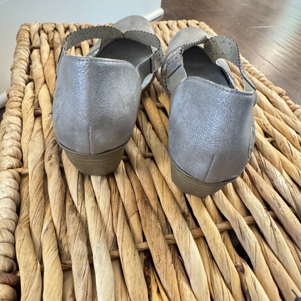 Rieker Mariah Grey Metallic Shoes Women's EU 42 Leather Slip On Comfort Shoe - Picture 5 of 7